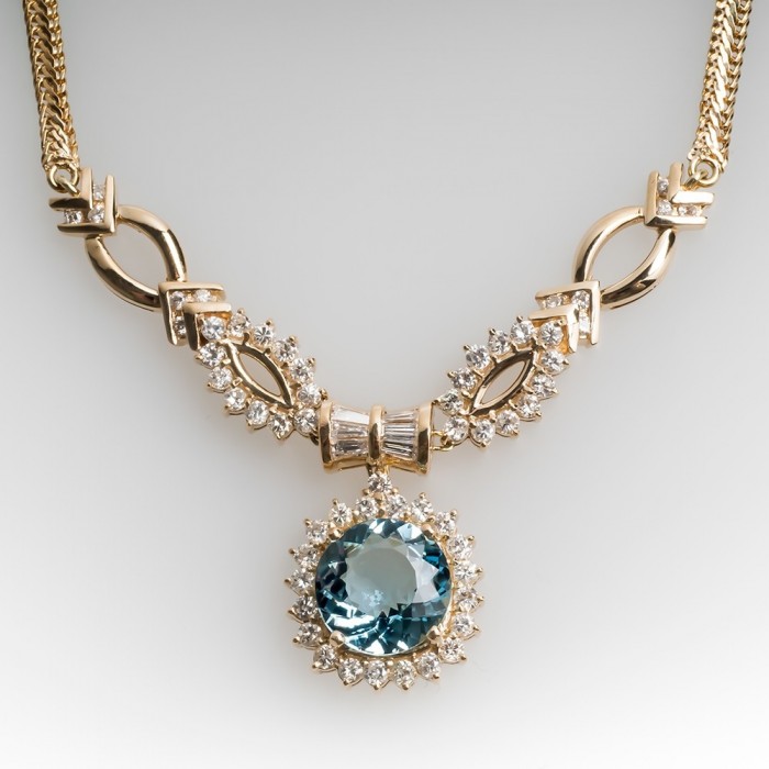 Aquamarine Yellow Gold Pendants – Didi Rose Jewelry