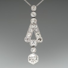ANTIQUE JEWELRY 1920'S 1.6 CARAT DIAMOND NECKLACE 18K WHITE GOLD