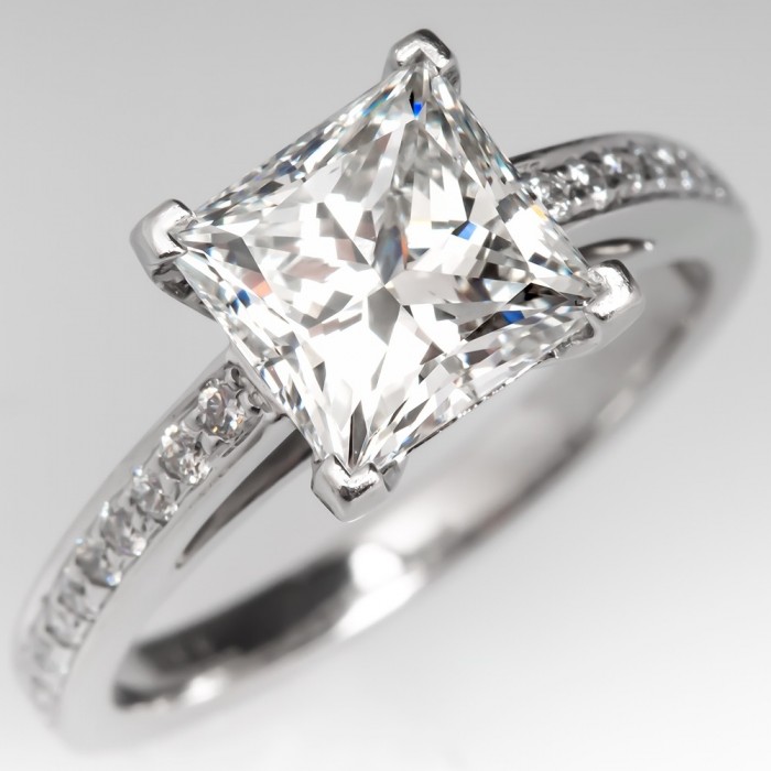 Tiffany Soleste® Princess-cut Halo Engagement Ring with a Diamond Platinum  Band