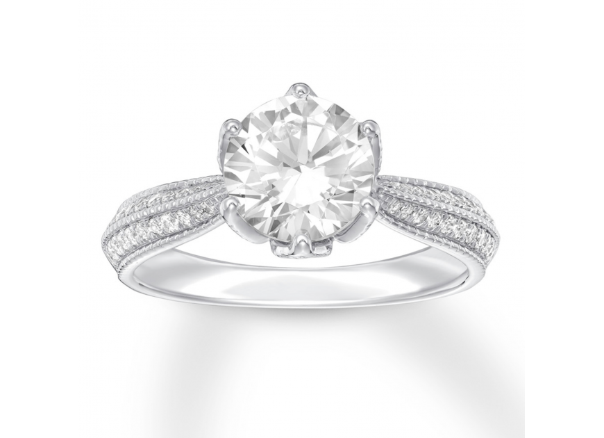 Diamond Engagement Ring 2-1/4 ct tw Round-cut 14K White Gold