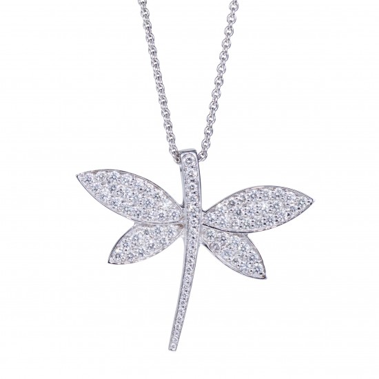 Dragonfly pendant with diamonds