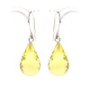 Lemon quartz earrings, briolette-cut and diamonds