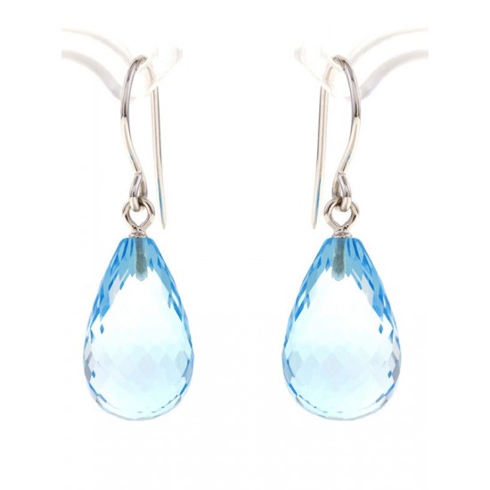 Blue topaz earrings, briolette-cut