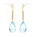 Blue topaz earrings, briolette-cut and diamonds