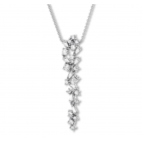 Diamond Necklace 1/2 ct tw Round/Baguette 14K White Gold