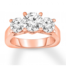 Diamond 3-Stone Ring 2-7/8 ct tw Round-cut 14K Rose Gold