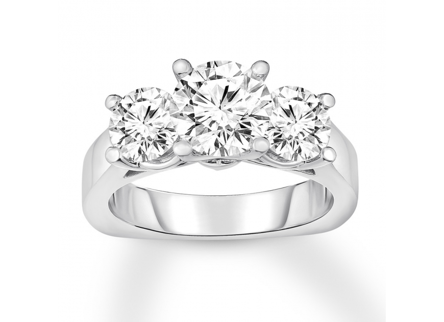 Diamond 3-Stone Ring 2-7/8 ct tw Round-cut 14K White Gold