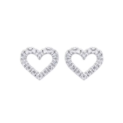 9ct White Gold Outline Heart Diamond Stud Earrings (0.15ct tw.)