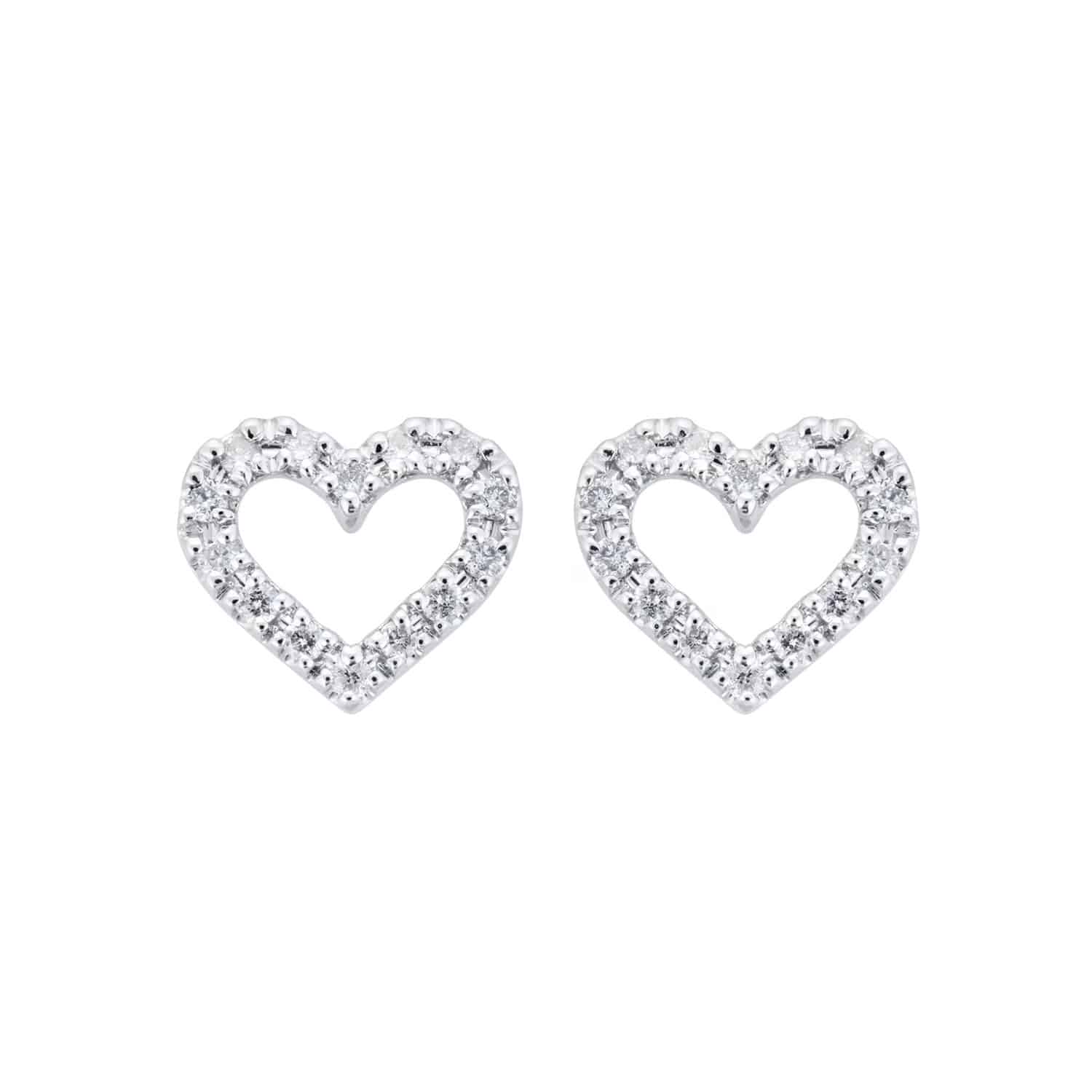 9ct White Gold Outline Heart Diamond Stud Earrings (0.15ct tw.)