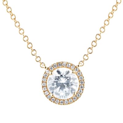 Serenity 18ct Gold Crystal Topaz Pendant Necklace with Diamonds (0.10ct tw.)