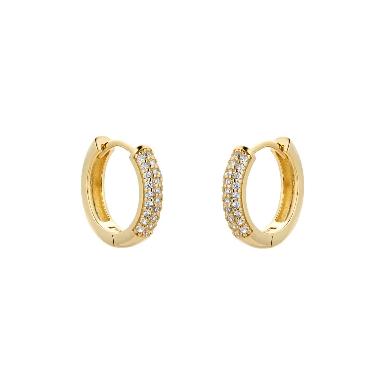 Auric Pavé Huggie Earrings in 14K Yellow Gold (CZ)