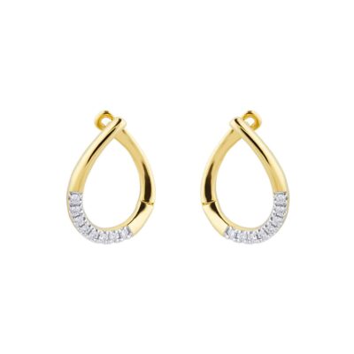 9ct Yellow Gold Pear-Shape Diamond Drop Hoops (0.10ct tw.)