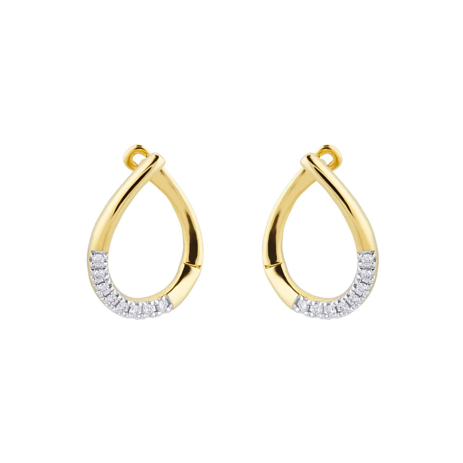 9ct Yellow Gold Pear-Shape Diamond Drop Hoops (0.10ct tw.)