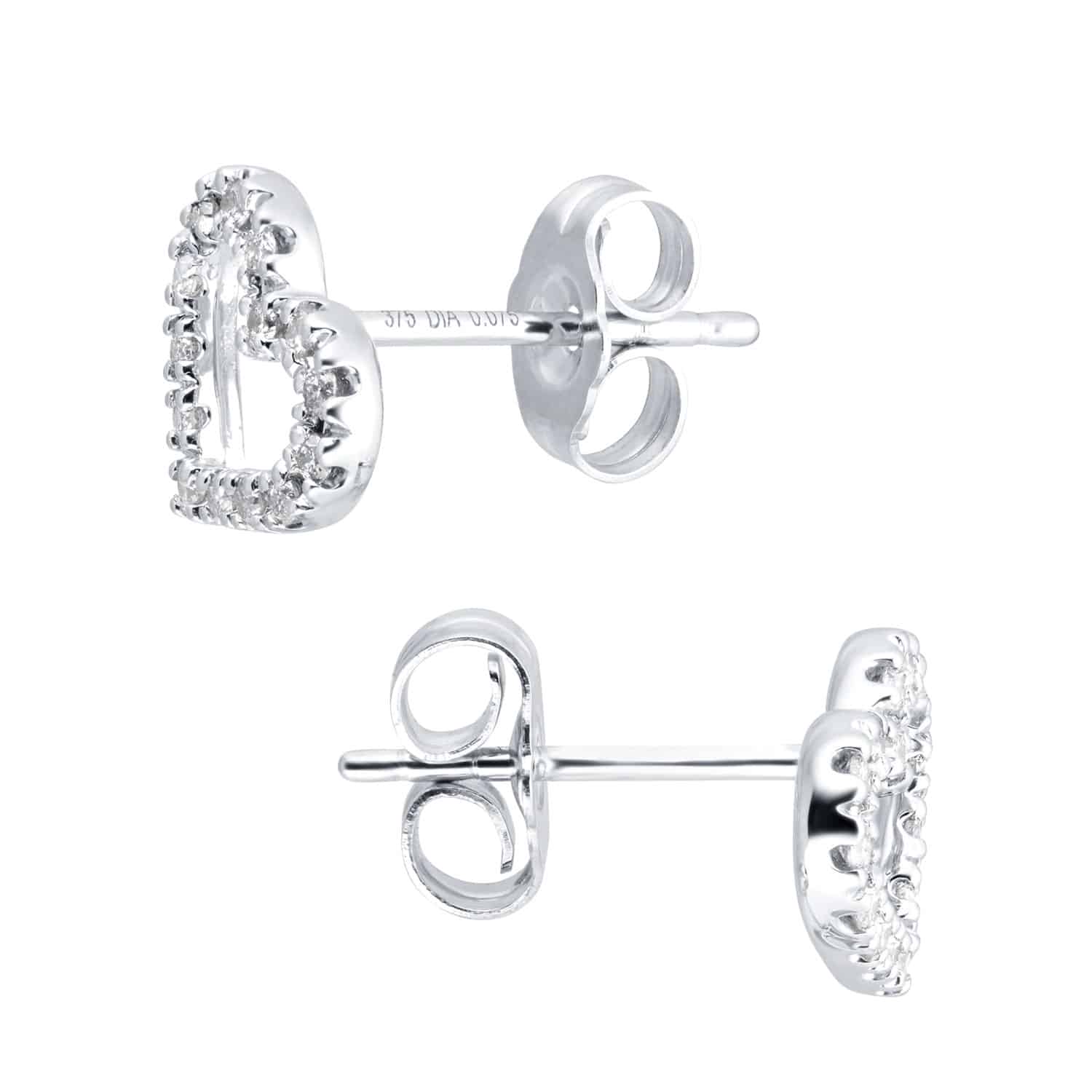 9ct White Gold Outline Heart Diamond Stud Earrings (0.15ct tw.) - Image 3
