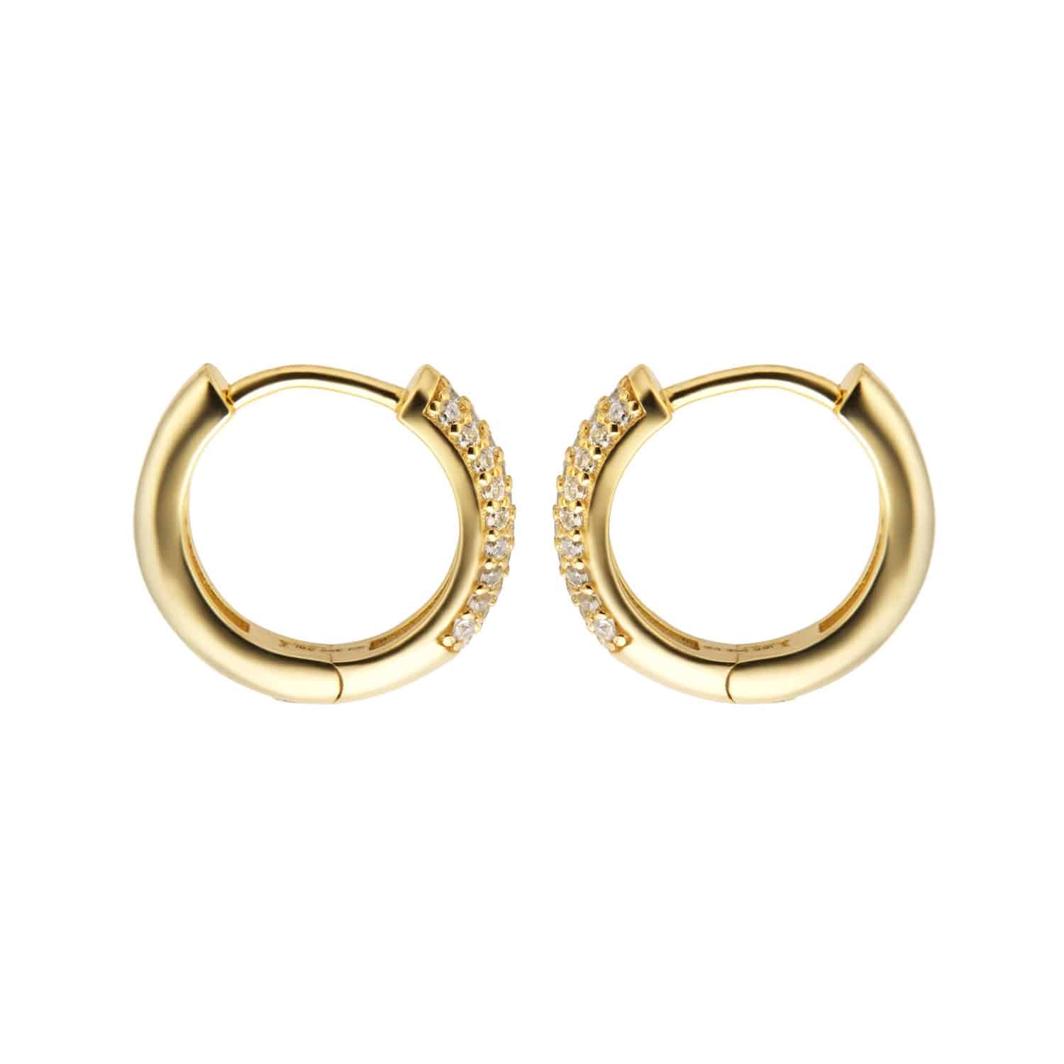 Auric Pavé Huggie Earrings in 14K Yellow Gold (CZ) - Image 3