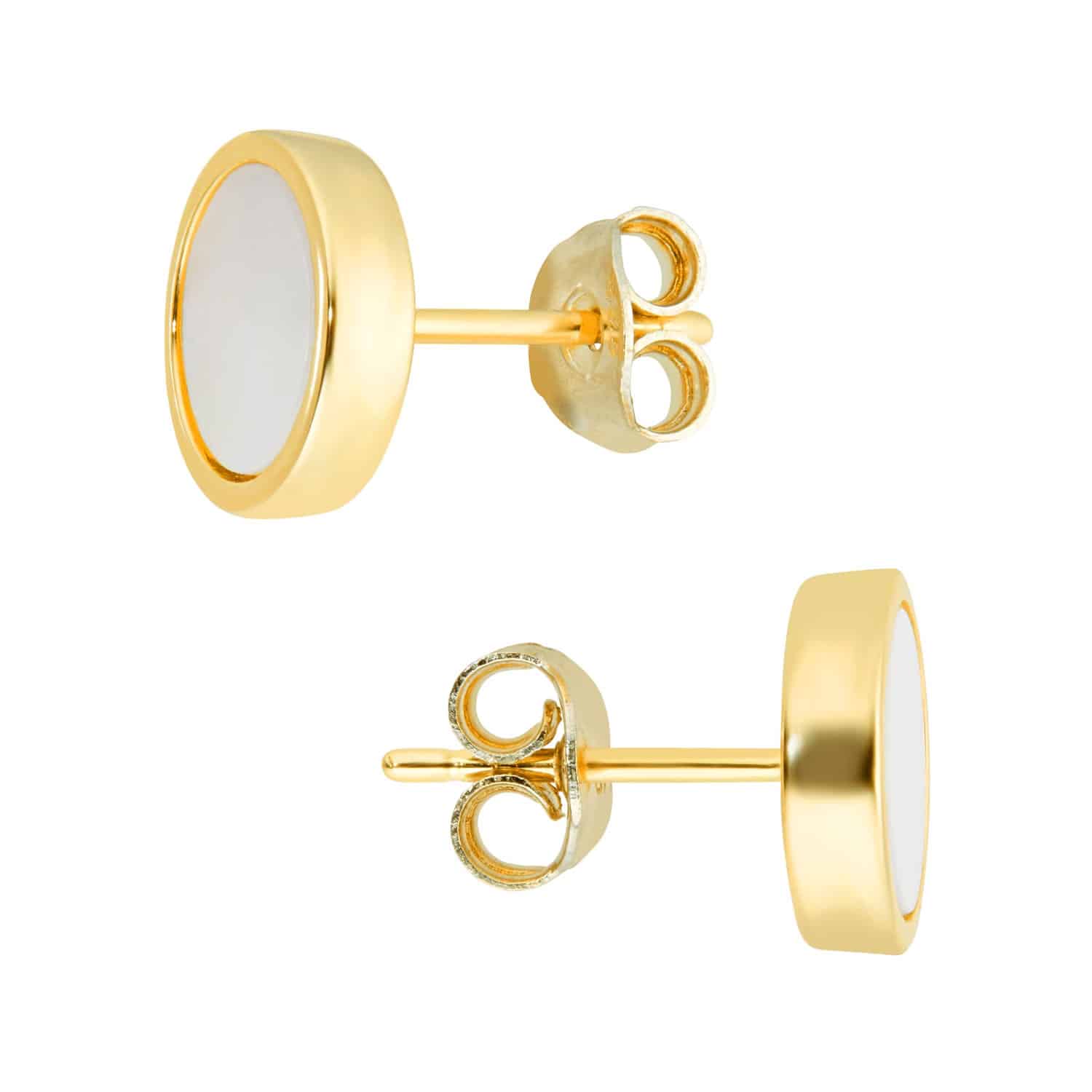 9ct Yellow Gold Pearl Shell Stud Earrings - Image 3