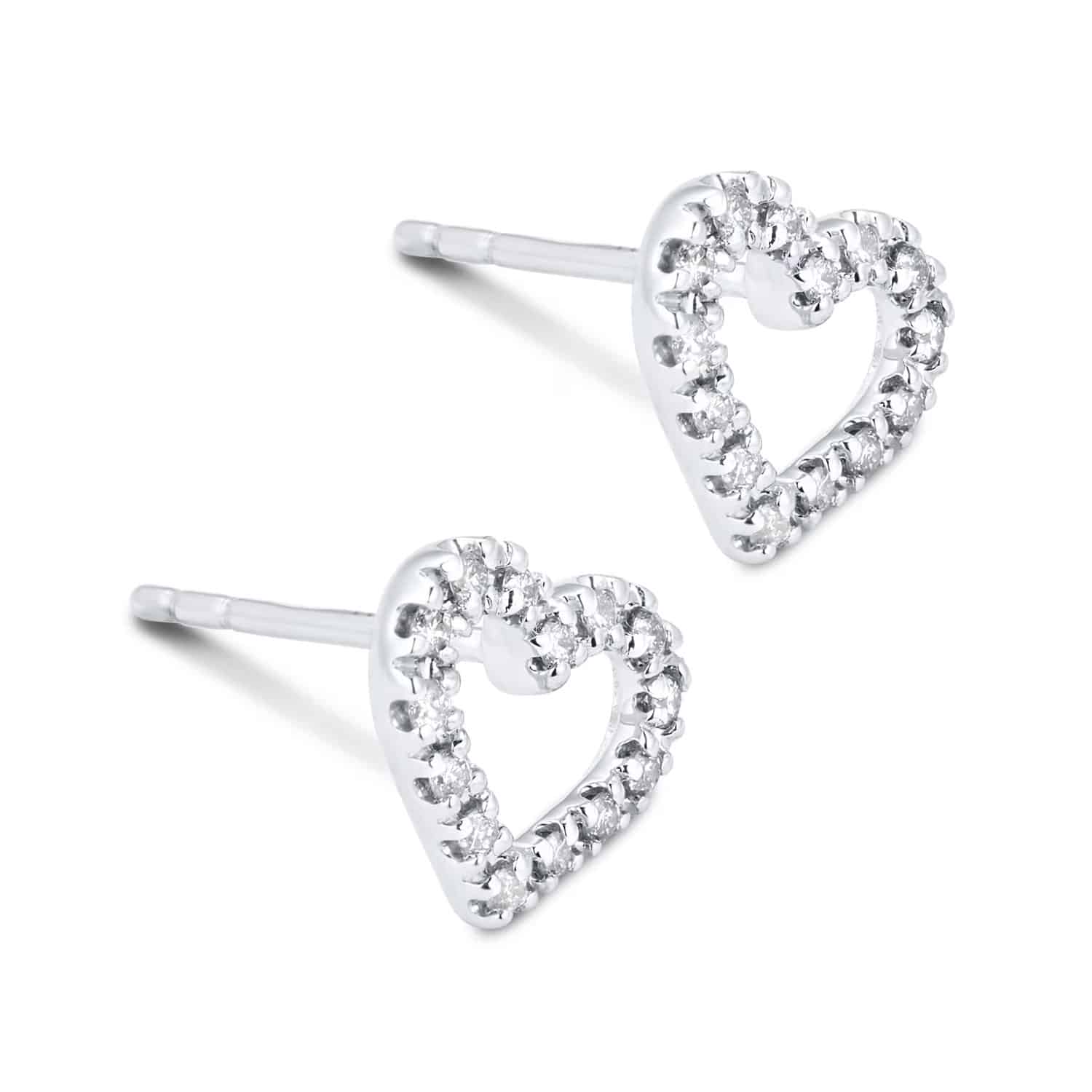 9ct White Gold Outline Heart Diamond Stud Earrings (0.15ct tw.) - Image 4