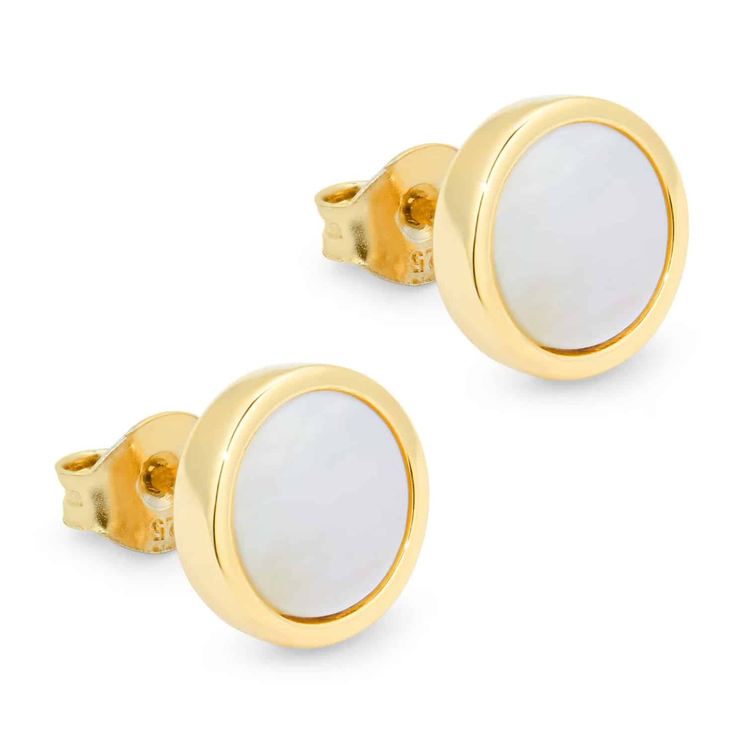 9ct Yellow Gold Pearl Shell Stud Earrings - Image 4