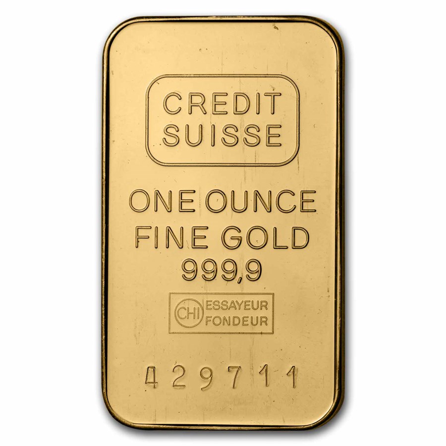 1 oz Gold Bar - Credit Suisse (Vintage, Paper Assay)