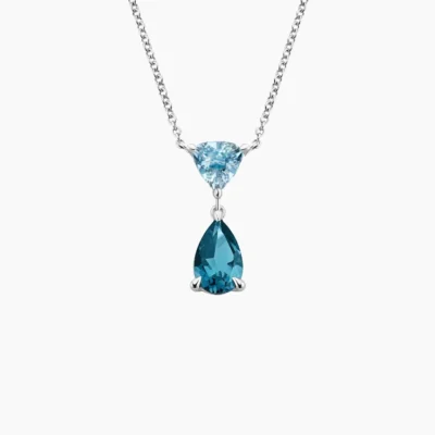 Prism Veil Aquamarine and London Blue Topaz Pendant