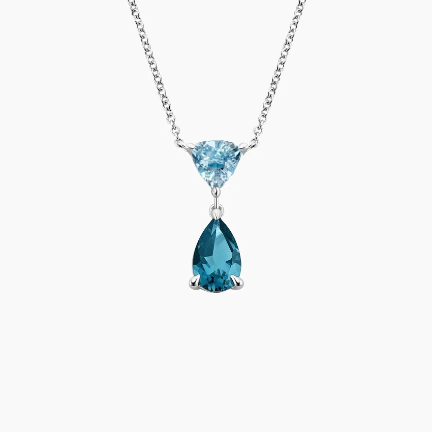 Prism Veil Aquamarine and London Blue Topaz Pendant