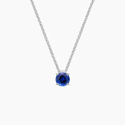 Midnight Tide  Sapphire Pendant in 18K White Gold