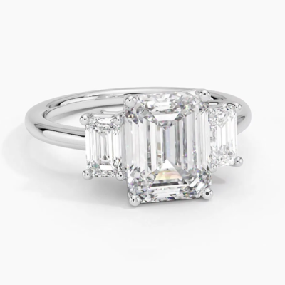 Regal Crest Three Stone Emerald Diamond Ring (3/4 ct. tw.) (Setting Only)