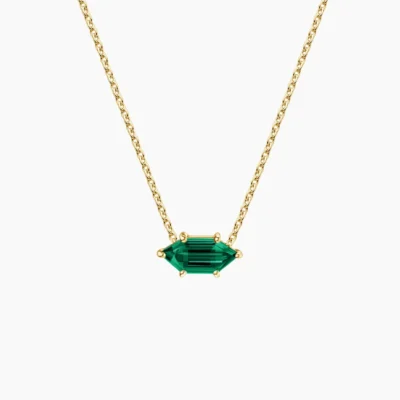 Azure Lattice Emerald Pendant in 14K Yellow Gold