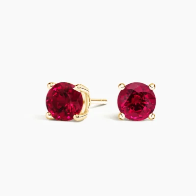 Crown Petal Lab Ruby Stud Earrings