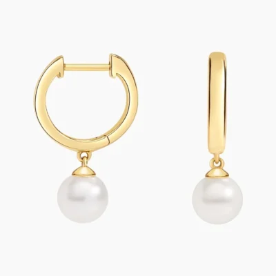 Crown Petal Pearl Drop Earrings (5mm)