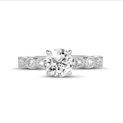 Elysian Promise 1.00 Carat Round diamond with marquise Stackable Ring