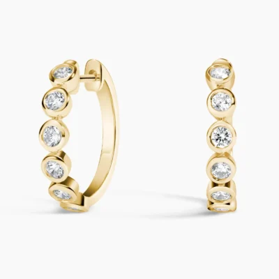 Solitaire Spark Round Lab Diamond Bezel Earrings